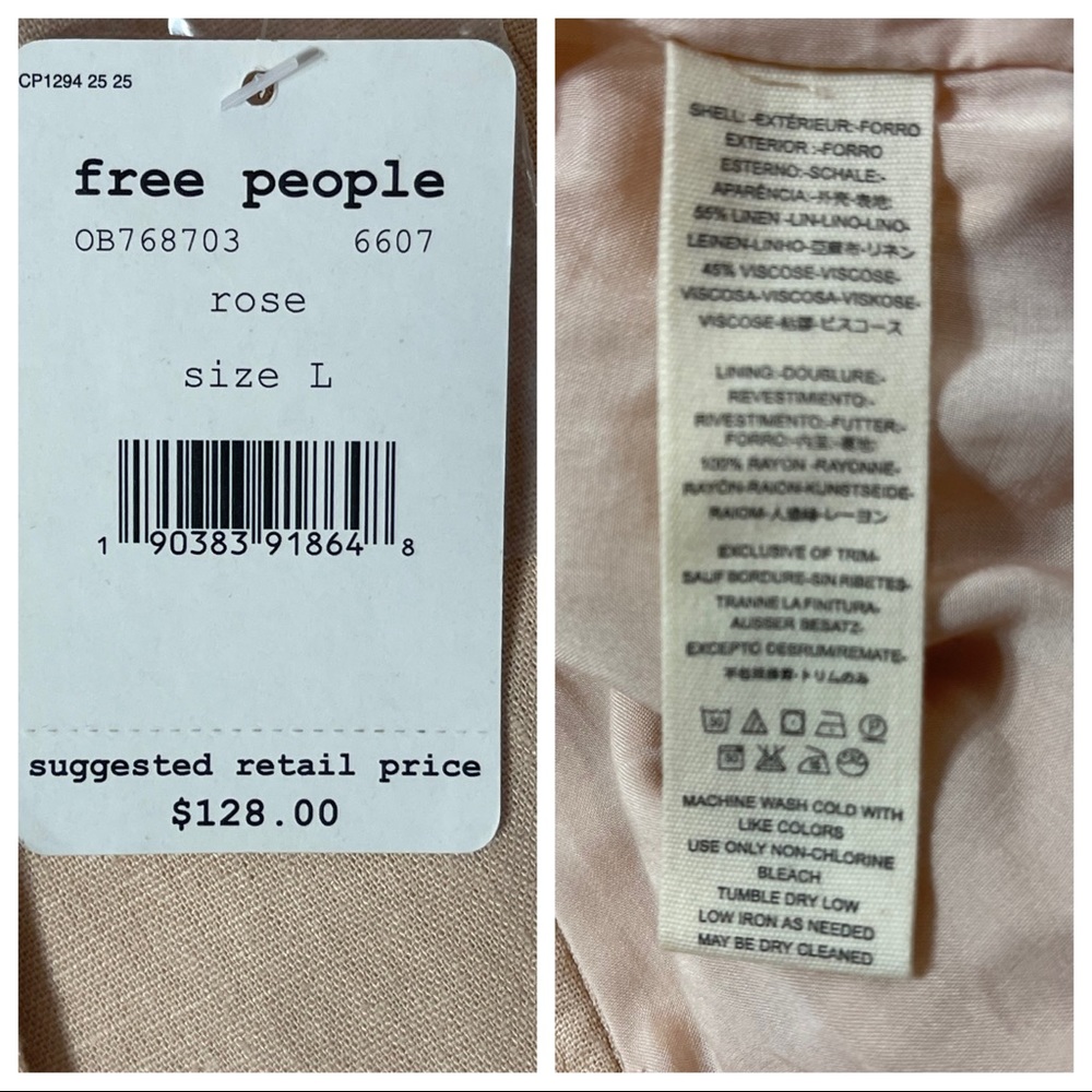NWT! FREE PEOPLE Flared Sleeve Blazer In Rose - Picture 7 of 7